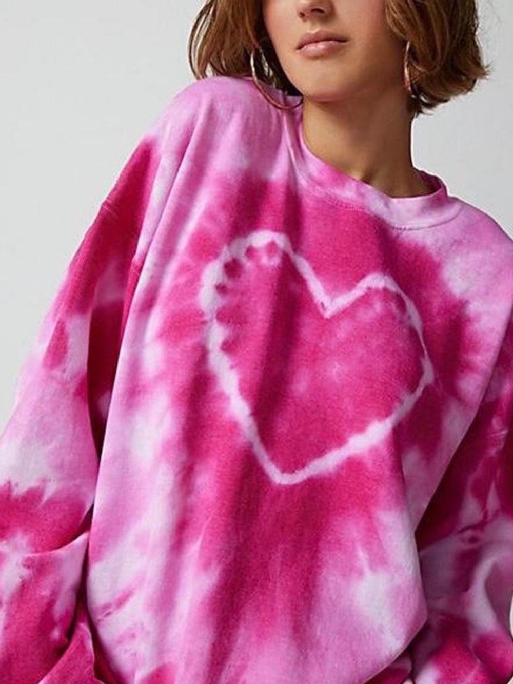 Urban Outfitters Pink Tie-Dye Heart Crewneck Sweatshirt